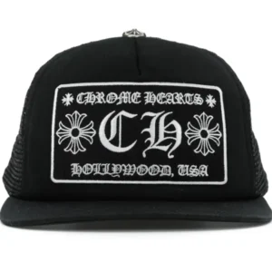 Chrome Hearts CH Hollywood Trucker Hat Black