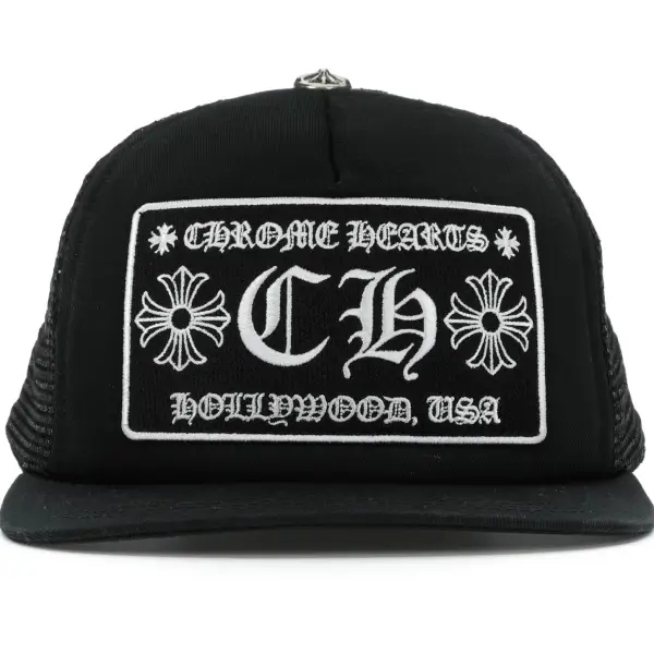 Chrome Hearts CH Hollywood Trucker Hat Black