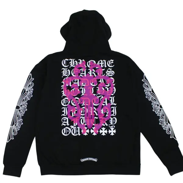 Chrome Hearts Eye Chart Dagger Zip-Up Hoodie Black Back Side Chrome Hearts Eye Chart Dagger Zip-Up Hoodie Black