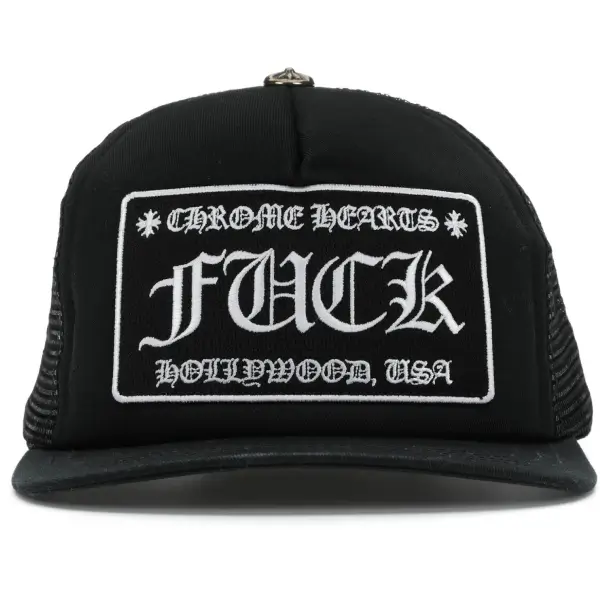 Chrome-Hearts-Mesh-Stadium-Football Chrome Hearts FUCK Hollywood Trucker Hat Black