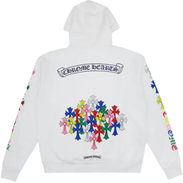 Chrome-Hearts-Multi-Color-Cross-Hoodie-White Chrome Hearts Multi Color Cross Hoodie White