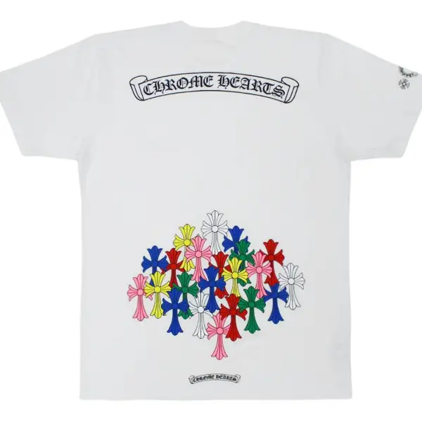 Chrome-Hearts-Multi-Color-Cross-T-shirt-White Chrome Hearts Multi Color Cross T-shirt White