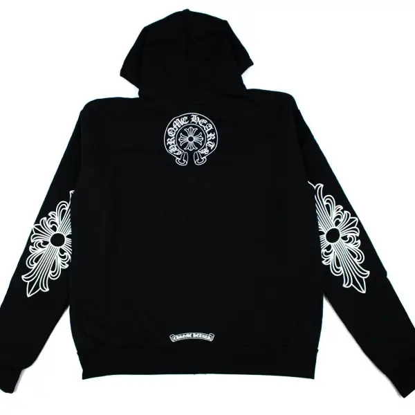 Chrome-Hearts-Single-Floral-T-Logo-Zip-Up-Hoodie-Black Chrome Hearts Single Floral T Logo Zip Up Hoodie Black
