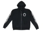 Chrome Hearts Horseshoe Floral Cross Sleeve Zip Up Hoodie
