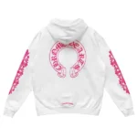 Chrome Hearts Pink Horseshoe Floral Sleeve Pullover Hoodie