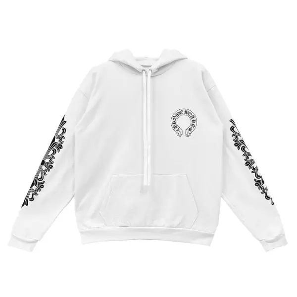 Chrome Hearts Vertical Logo White Pullover Hoodie Chrome Hearts Vertical Logo White Pullover Hoodie